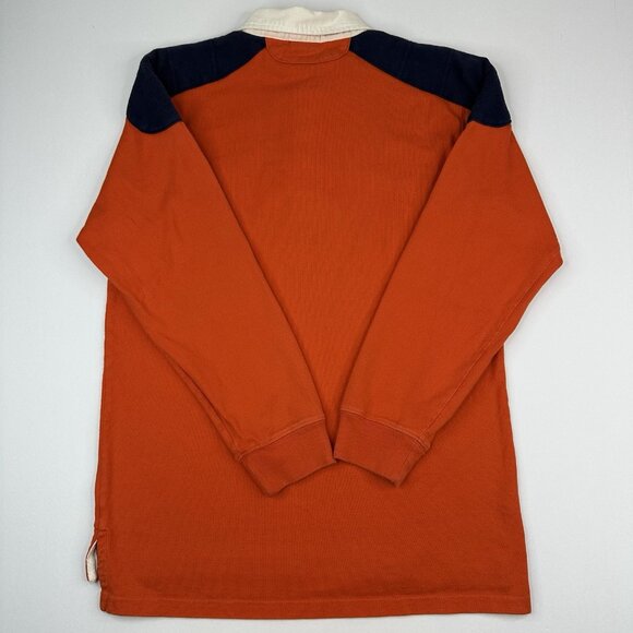 Polo Ralph Lauren Orange Blue Polo 1/4 Button Collared Patch Sweatshirt S/C39.25 - Picture 4 of 11